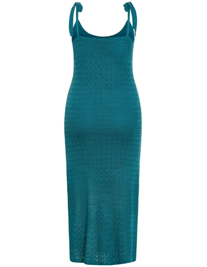 Plus Size Sweet Crochet Long Dress in Teal image 5