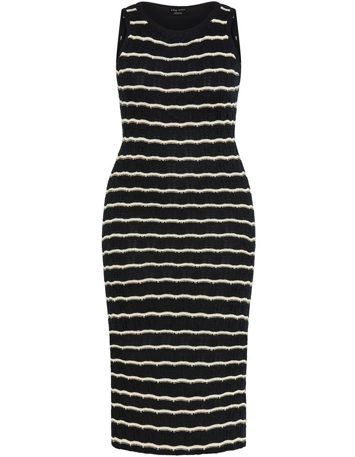 Plus Size Crochet Stripe Dress in Black image 3