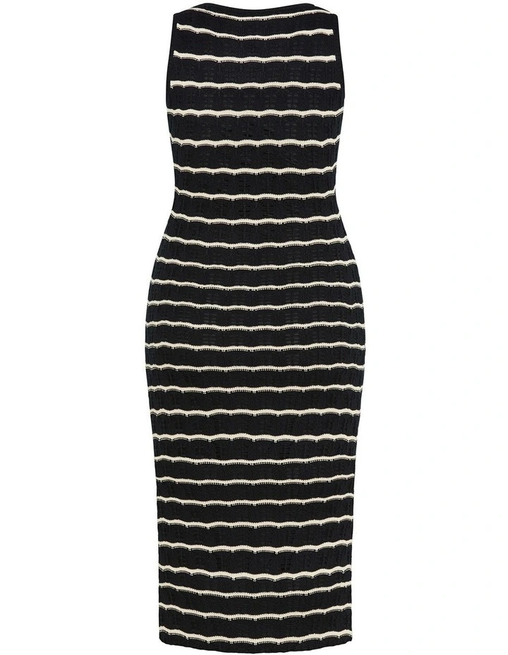 Plus Size Crochet Stripe Dress in Black image 4