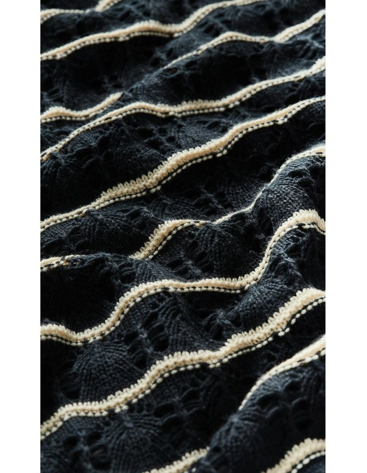 Plus Size Crochet Stripe Dress in Black image 6