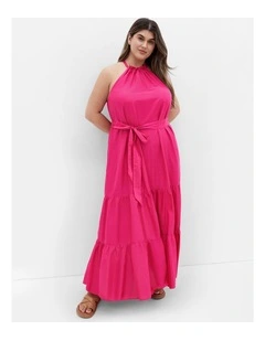 Plus Size Kiana Halter Maxi Dress in Magenta