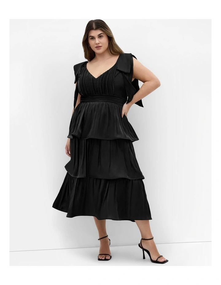 Plus Size Betty Bow Midi Dress in Black image 1