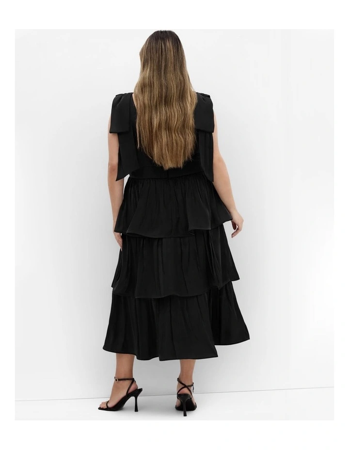 Plus Size Betty Bow Midi Dress in Black image 2