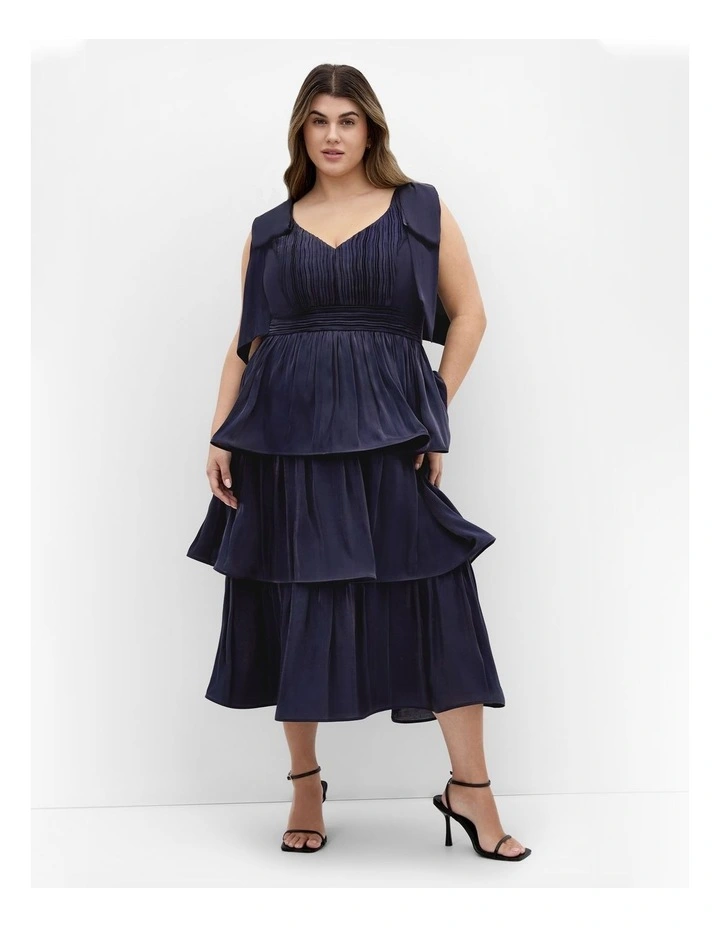 Plus Size Betty Bow Midi Dress in Navy image 1