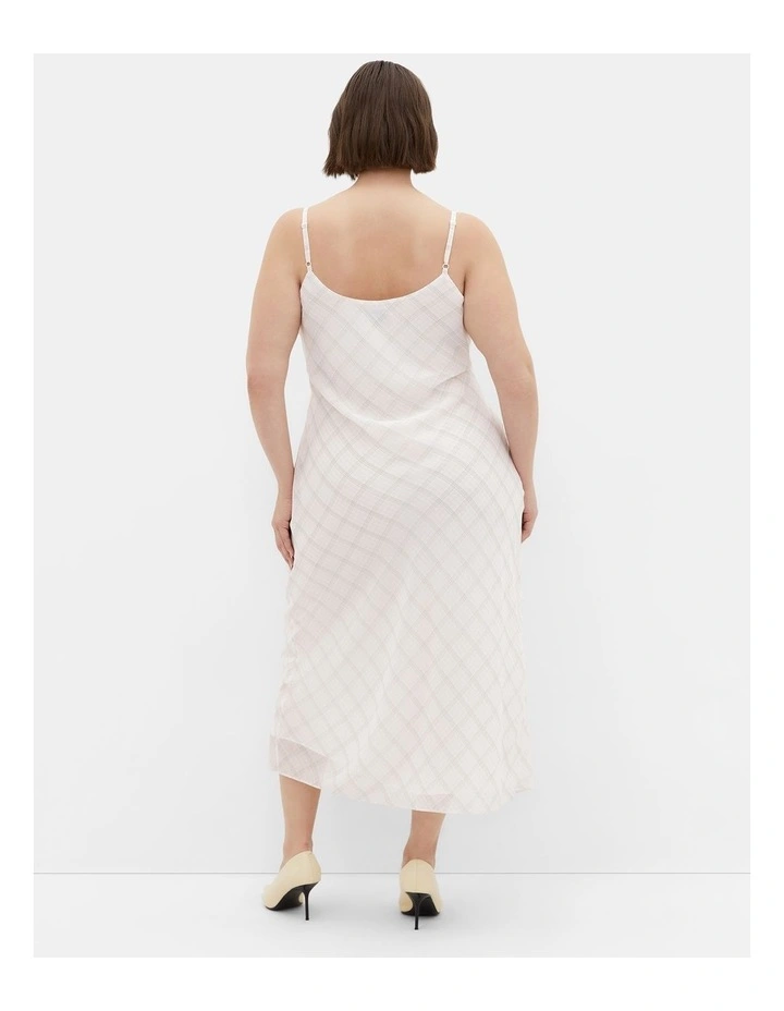 Plus Size Ria Gingham Print Slip Dress in White image 2