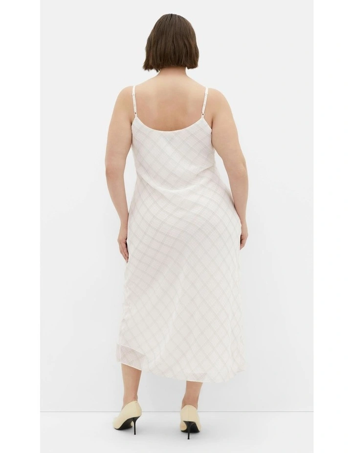 Plus Size Ria Gingham Print Slip Dress in White image 5
