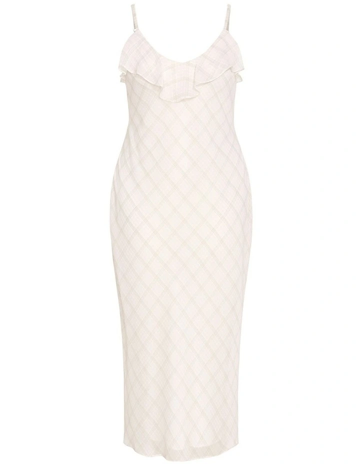 Plus Size Ria Gingham Print Slip Dress in White image 6