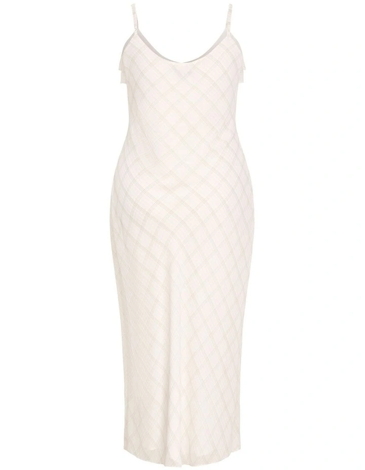 Plus Size Ria Gingham Print Slip Dress in White image 7