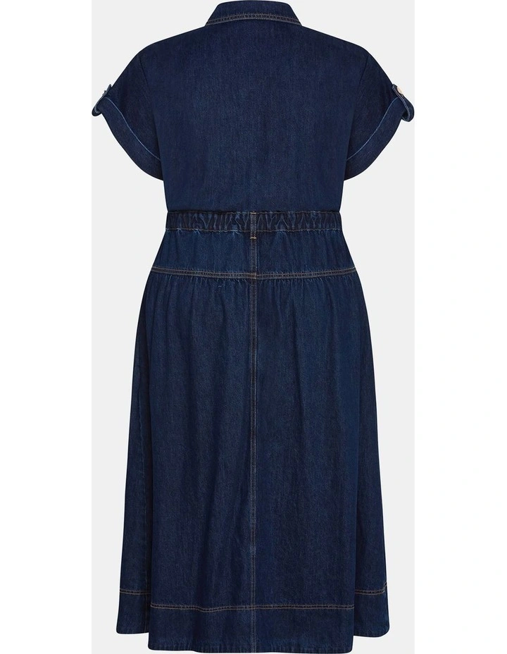 Plus Size Ari Denim Midi Dress in Dark Wash image 4