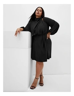 Plus Size Jaylee Halter Neck Mini Dress in Black