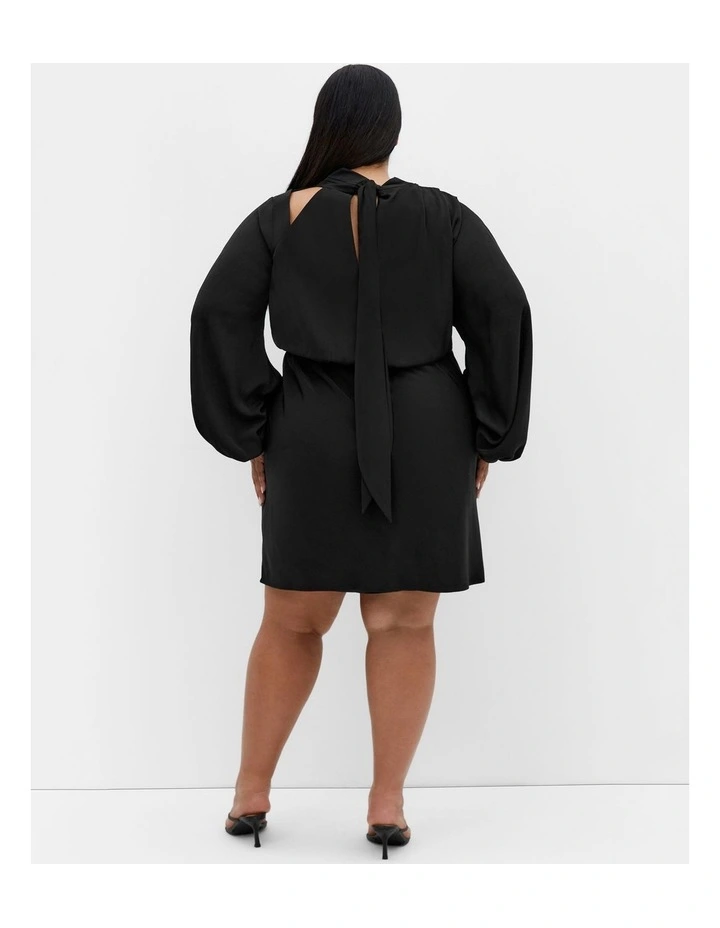 Plus Size Jaylee Halter Neck Mini Dress in Black image 2