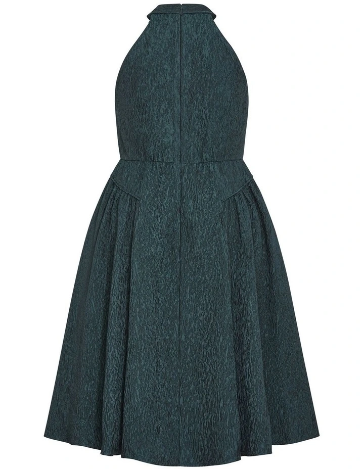 Plus Size Halter Jacquard Midi Dress in Sea Green image 4