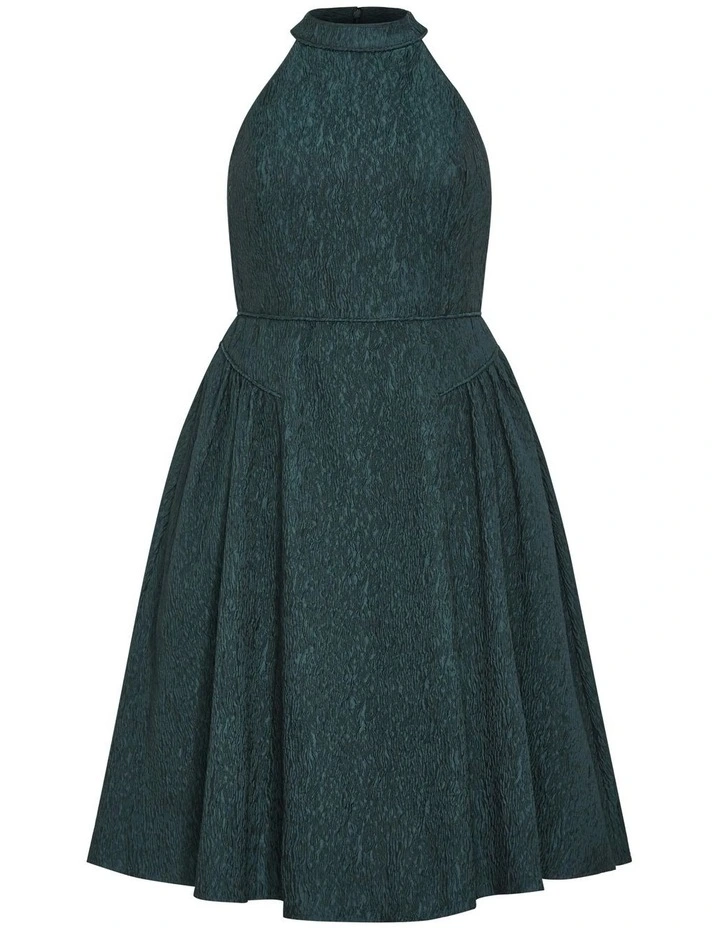 Plus Size Halter Jacquard Midi Dress in Sea Green image 6