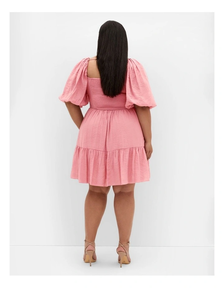 Plus Size Marcy V Neck Mini Dress in Rose image 2