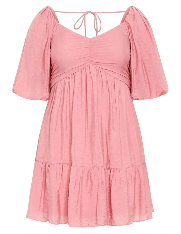 Plus Size Marcy V Neck Mini Dress in Rose image 3