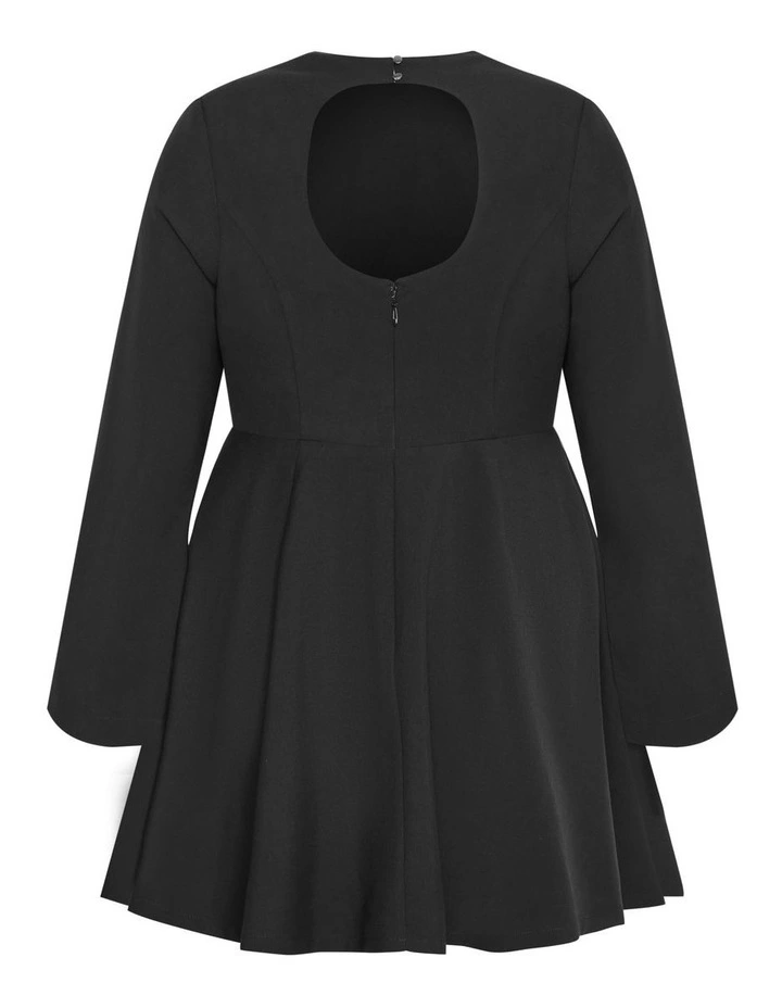 Plus Size Dynamic Long Sleeve Skater Dress in Black image 6