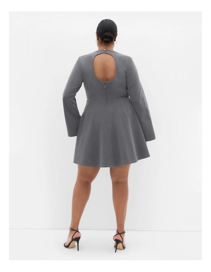 Plus Size Dynamic Long Sleeve Skater Dress in Charcoal image 2