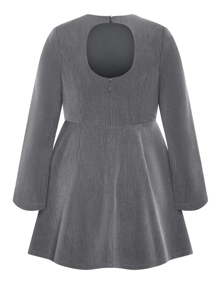 Plus Size Dynamic Long Sleeve Skater Dress in Charcoal image 4