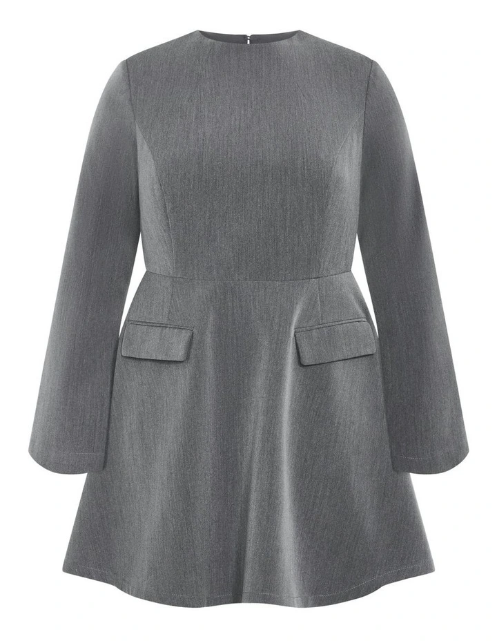 Plus Size Dynamic Long Sleeve Skater Dress in Charcoal image 5