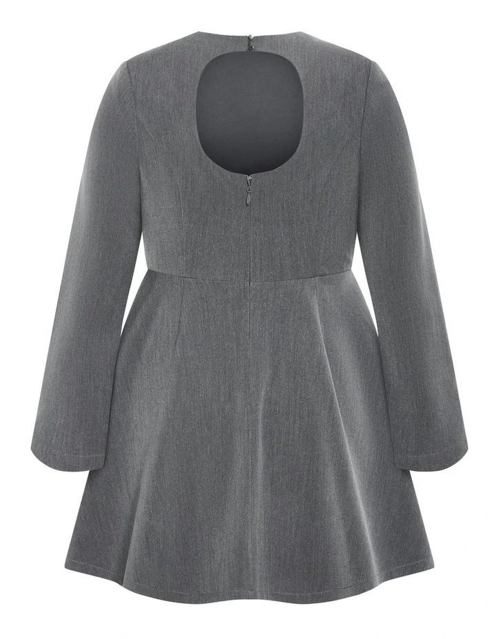 Plus Size Dynamic Long Sleeve Skater Dress in Charcoal image 6