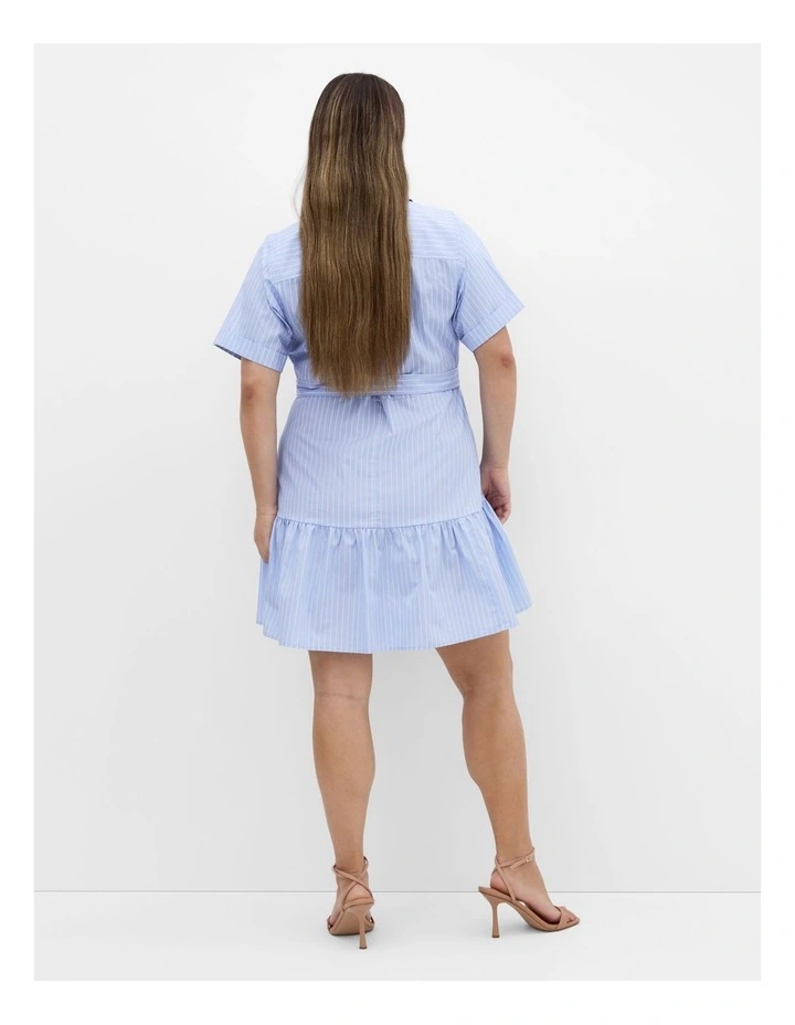 Plus Size Claire Stripe Shirt Dress in Sky Blue image 2