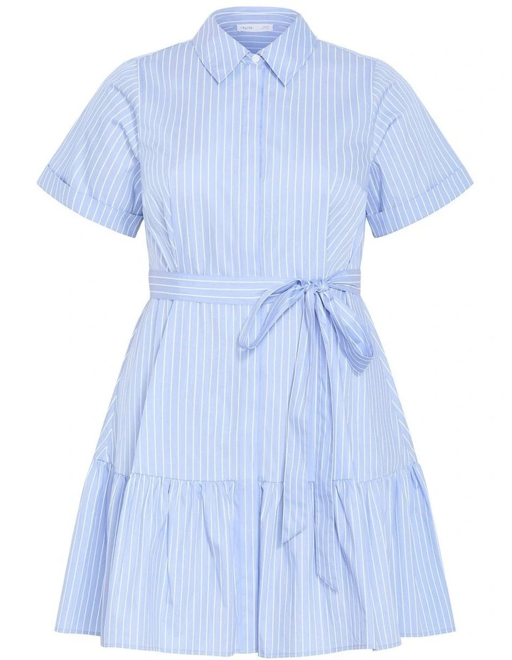 Plus Size Claire Stripe Shirt Dress in Sky Blue image 3