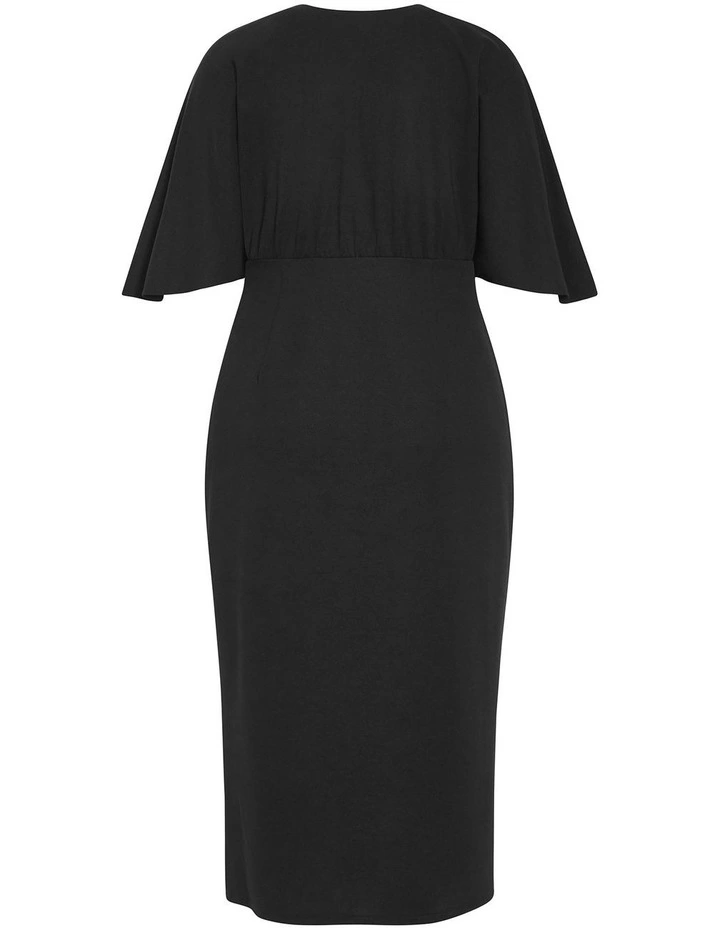 Plus Size Briella Tie Front Midi Dress in Black image 4