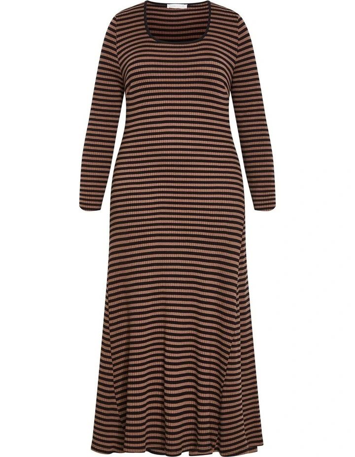 Plus Size Remi Long Sleeve Rib Maxi Dress in Mocha image 3
