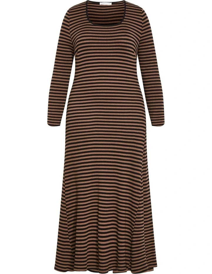 Plus Size Remi Long Sleeve Rib Maxi Dress in Mocha image 5