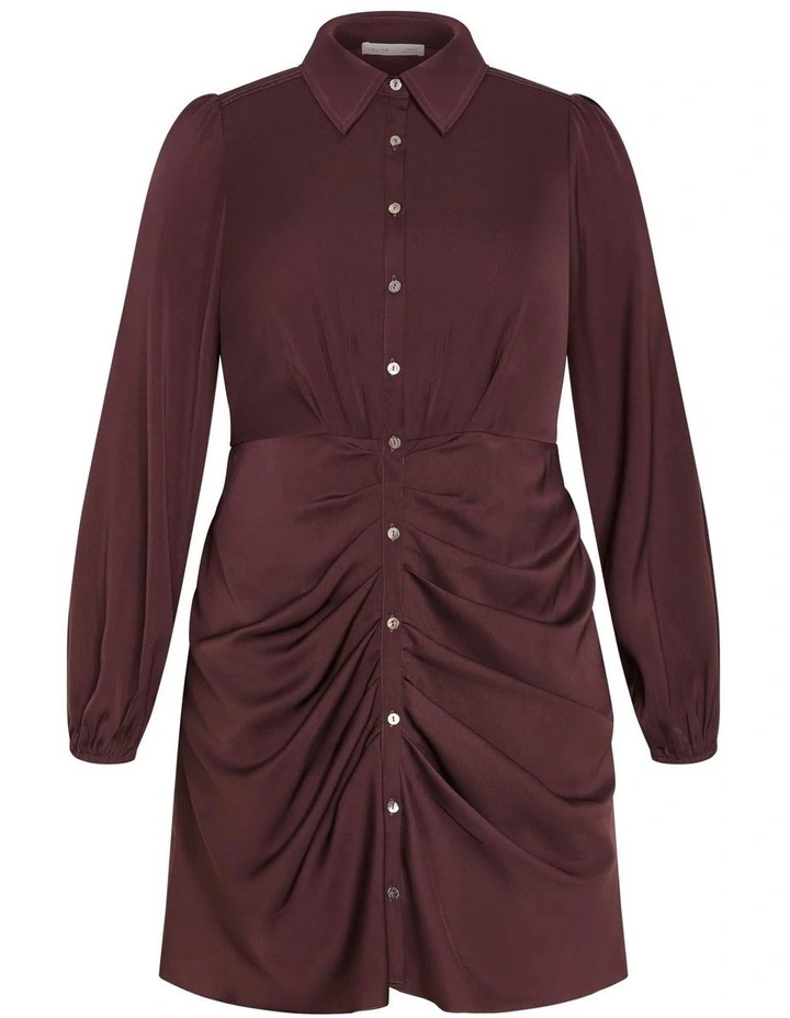 Plus Size Lianna Gathered Mini Dress in Cocoa image 6