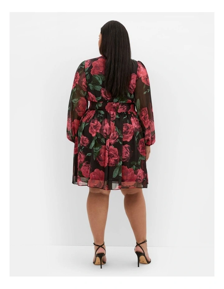 Plus Size Serina Print Mini Dress in Black image 2