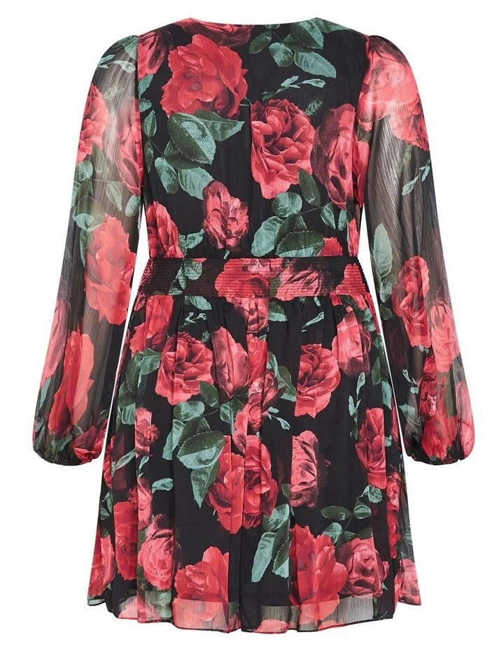 Plus Size Serina Print Mini Dress in Black image 4