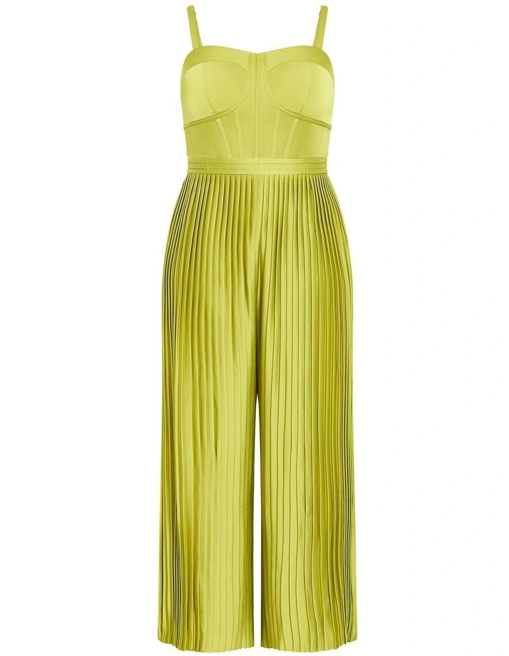 Plus Size Palazzo Pleat Jumpsuit in Chartreuse image 3
