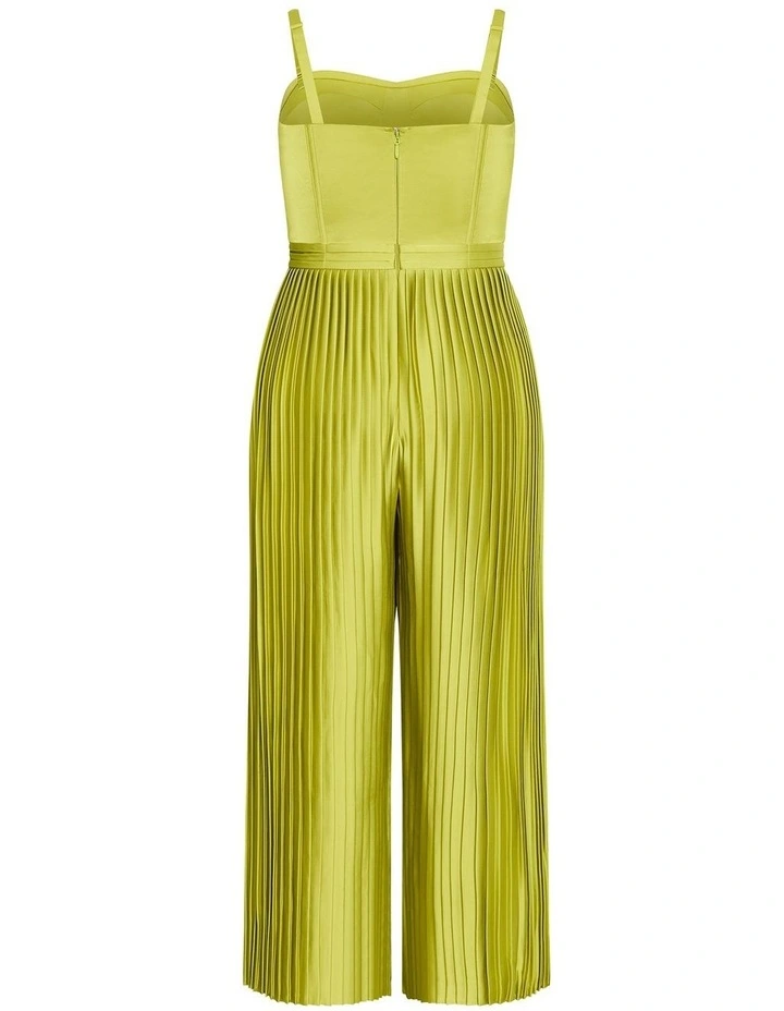 Plus Size Palazzo Pleat Jumpsuit in Chartreuse image 4
