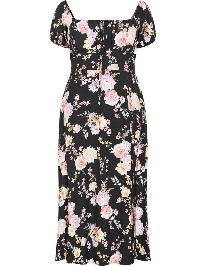 Plus Size Abbigail Floral Print Maxi Dress in Black image 3