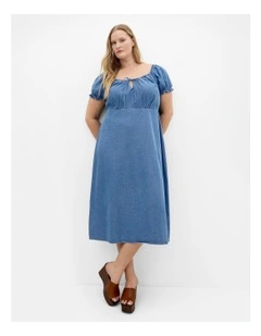 Plus Size Freya Midi Dress in Light Wash