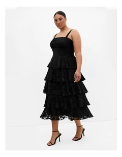 Plus Size Daniela Ruffle Tier Dress in Black