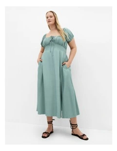 Plus Size Abbigail Split Midi Dress in Soft Sage