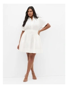 Plus Size Lana Mini Shirt Dress in Ivory
