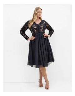Plus Size Rare Beauty Midi Dress in Navy