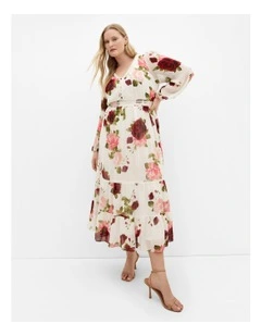 Plus Size Kiki Dolce Print Maxi Dress in Ivory