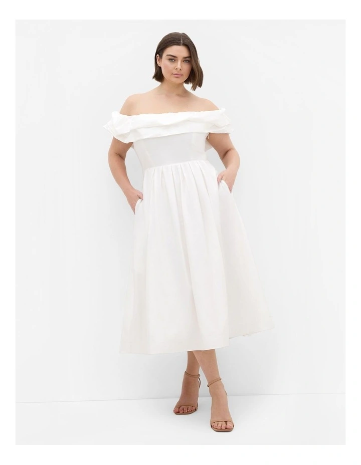 Plus Size Mayah Midi Dress in Ivory image 1