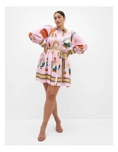 Plus Size Ezra Print Mini Dress in Baby Pink