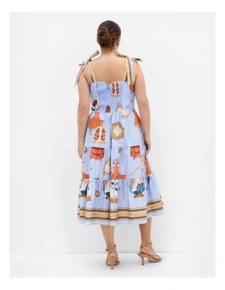 Plus Size Casey Beauty Print Border Dress in Baby Blue image 2