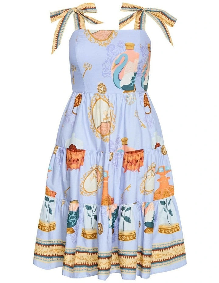Plus Size Casey Beauty Print Border Dress in Baby Blue image 3