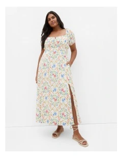 Plus Size Abbie Print Maxi Dress in Ivory