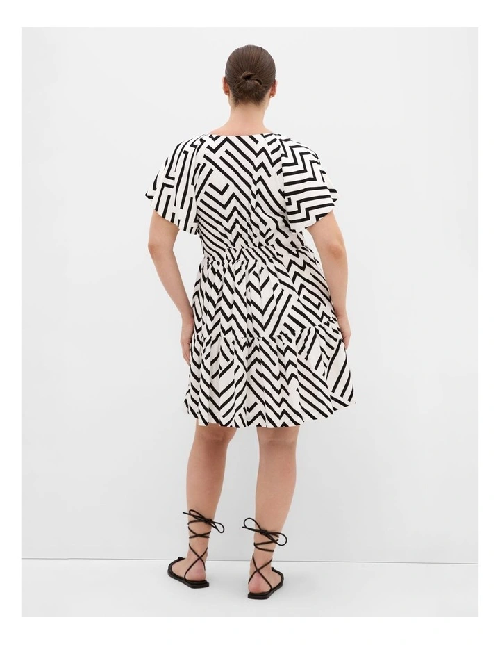 Plus Size Island Linear Print Mini Dress in Ivory image 2