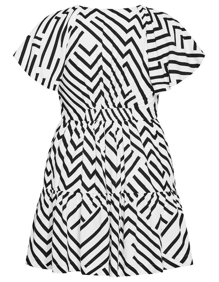 Plus Size Island Linear Print Mini Dress in Ivory image 4