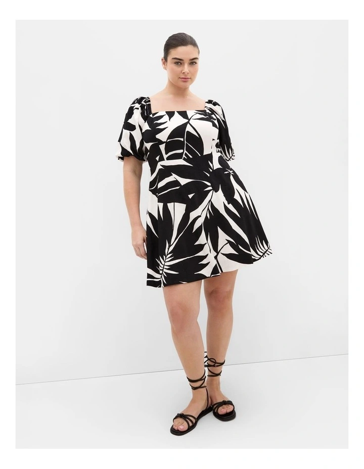 Plus Size Collins Oasis Print Belted Mini Dress in Black image 1
