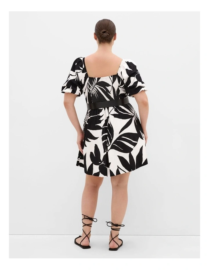 Plus Size Collins Oasis Print Belted Mini Dress in Black image 2